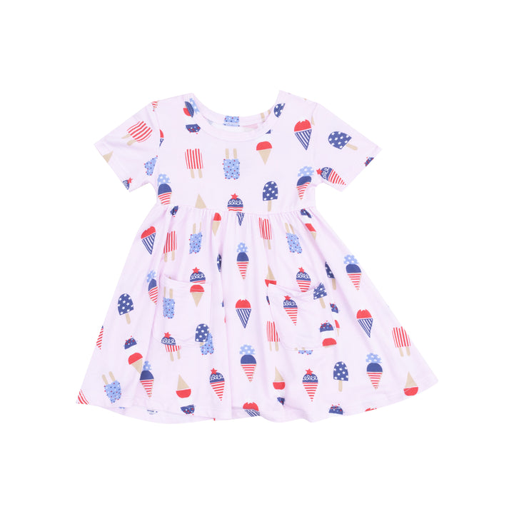 Short Sleeve Twirly Dress - American Ice Cream