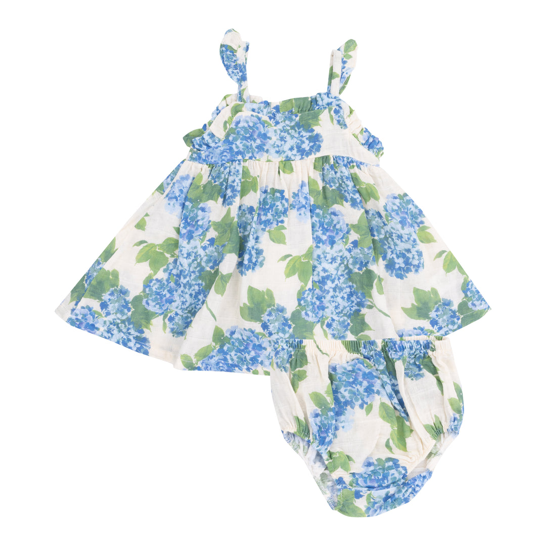 Sundress &amp; Diaper Cover - Watercolor Hydrangeas Paperbag
