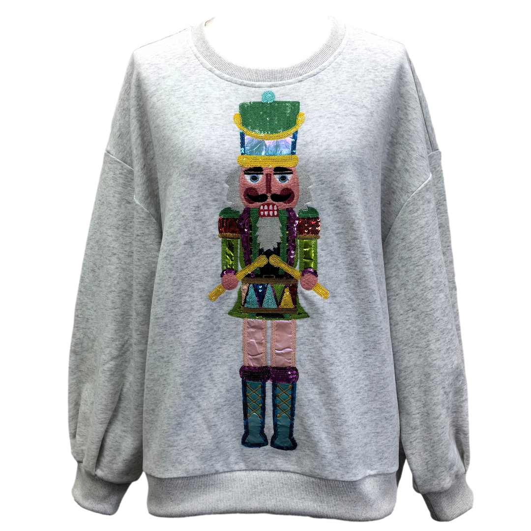 Grey Colorblock Drummer Nutcracker Sweatshirt