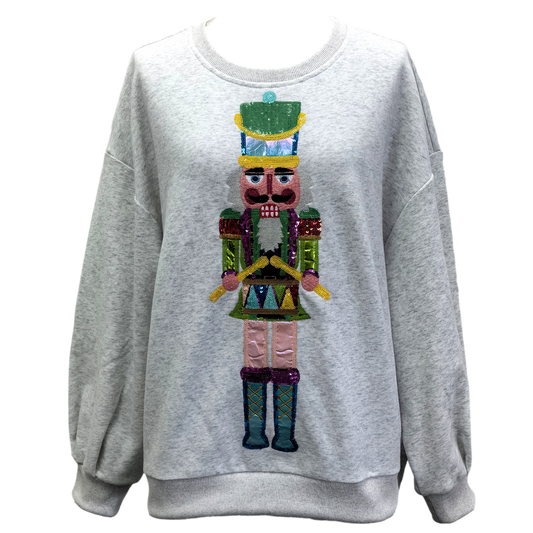 Grey Colorblock Drummer Nutcracker Sweatshirt