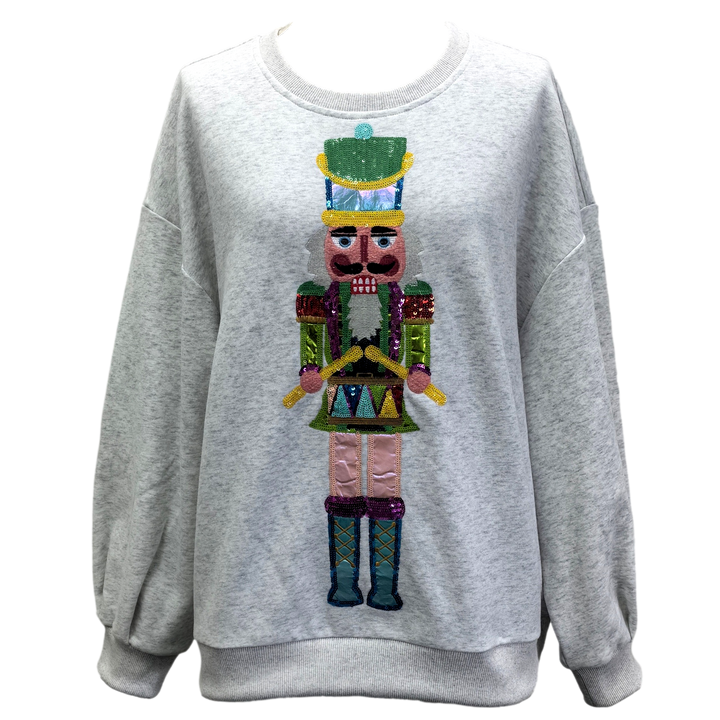 Grey Colorblock Drummer Nutcracker Sweatshirt