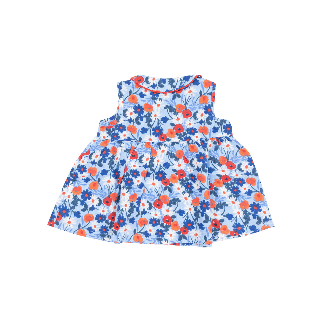The Jill Peter Pan Button Front Dress with Ric Rac Trim and Diaper Cover - Poppy Days