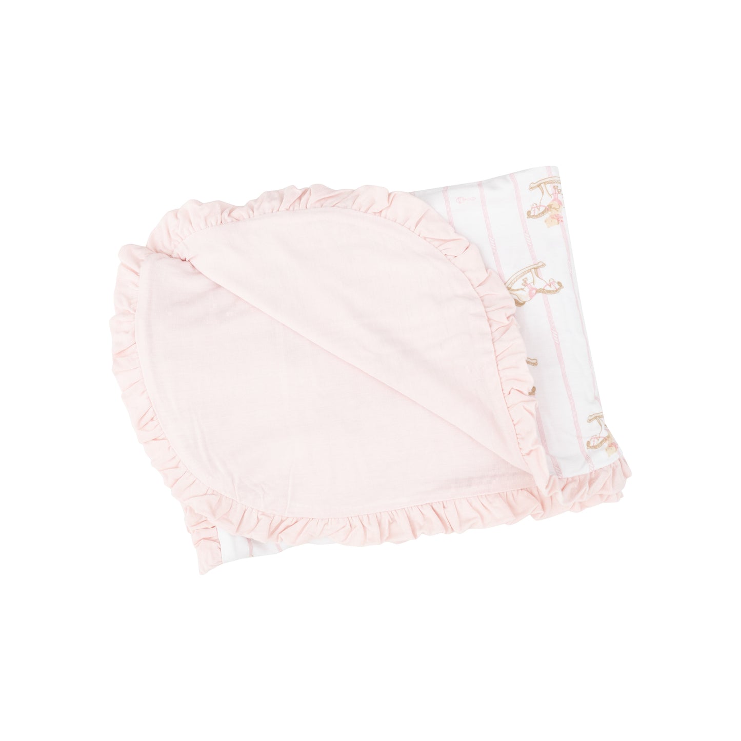 Ruffle Receiving Blanket - Vintage Rocking Horse Pink