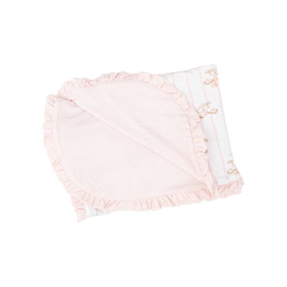 Ruffle Receiving Blanket - Vintage Rocking Horse Pink