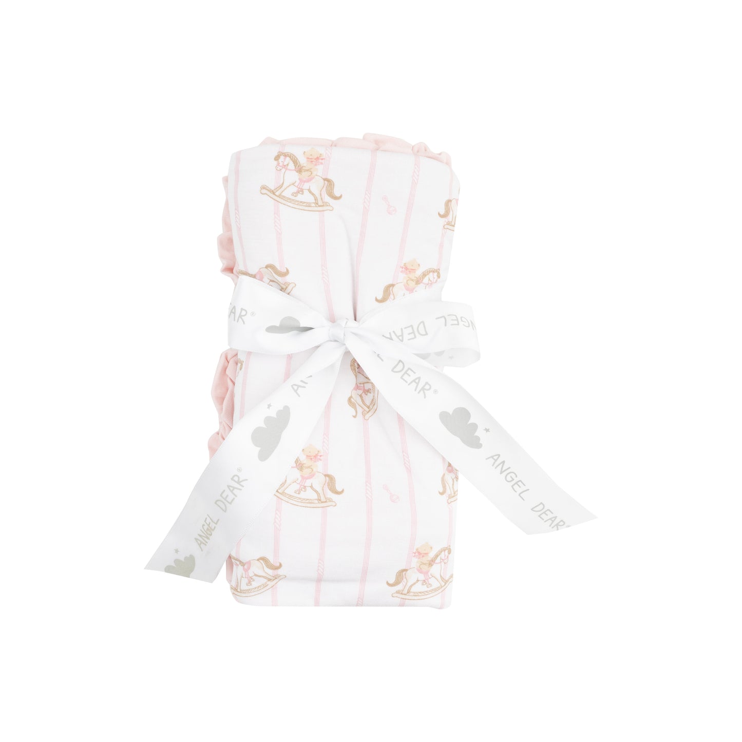 Ruffle Receiving Blanket - Vintage Rocking Horse Pink