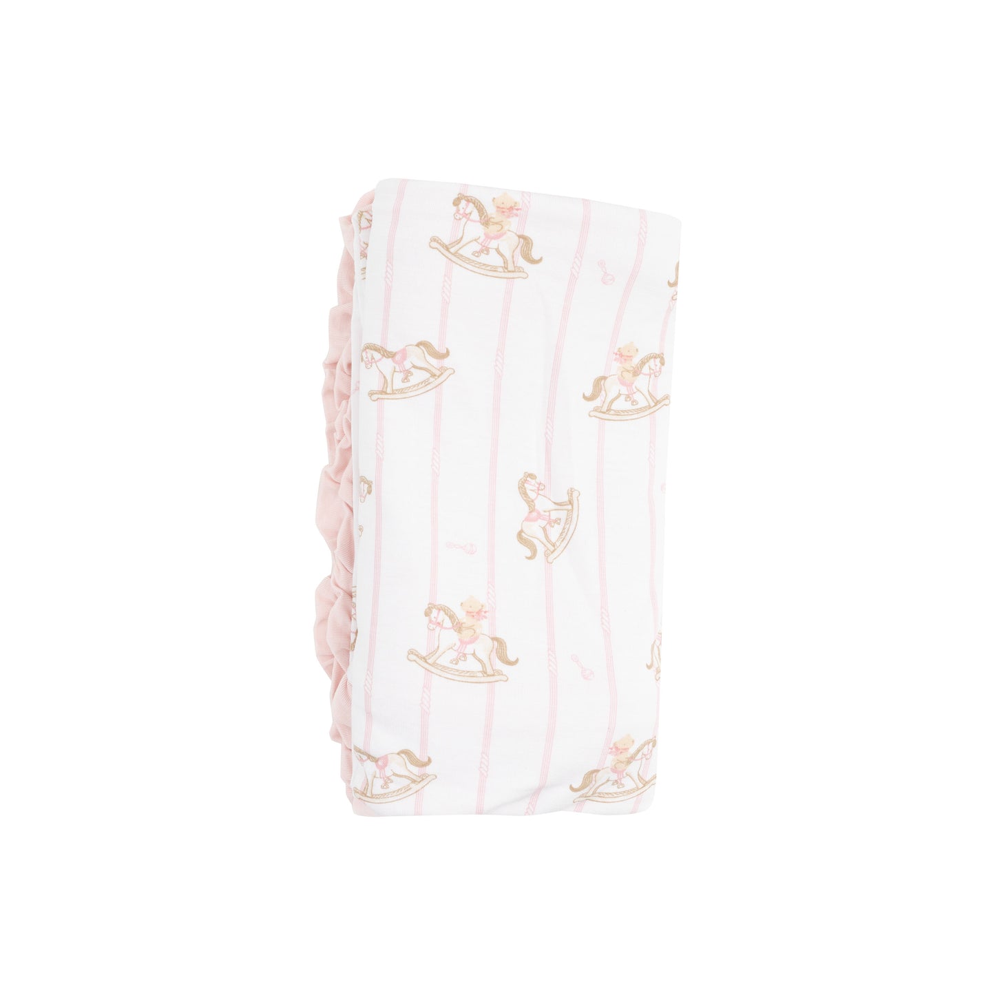 Ruffle Receiving Blanket - Vintage Rocking Horse Pink