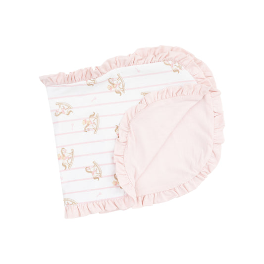 Ruffle Burp Cloth - Vintage Rocking Horse Pink - 22X10
