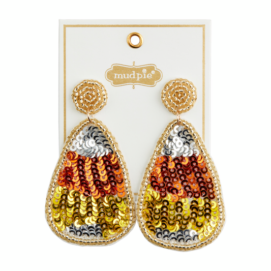 Candy Corn Halloween Beaded Earrings