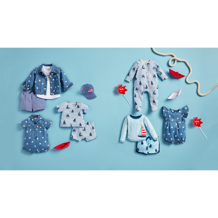 Denim Star Baby Romper