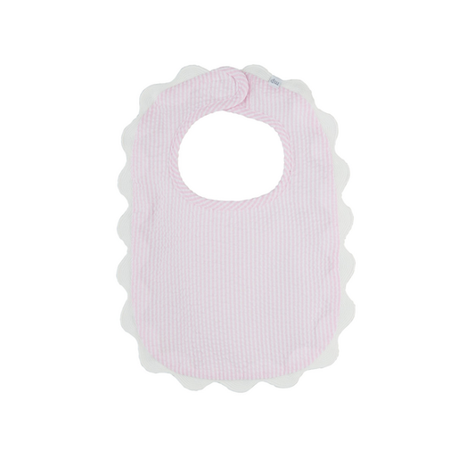 Pink Seersucker Scallop Bib