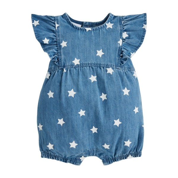 Denim Star Baby Romper