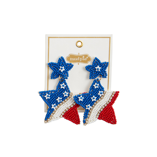 American Flags Beaded Earrings