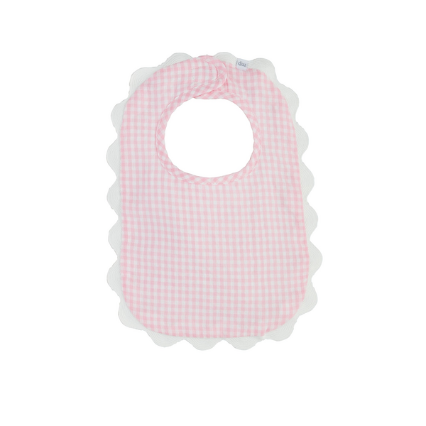 Pink Gingham Scallop Bib