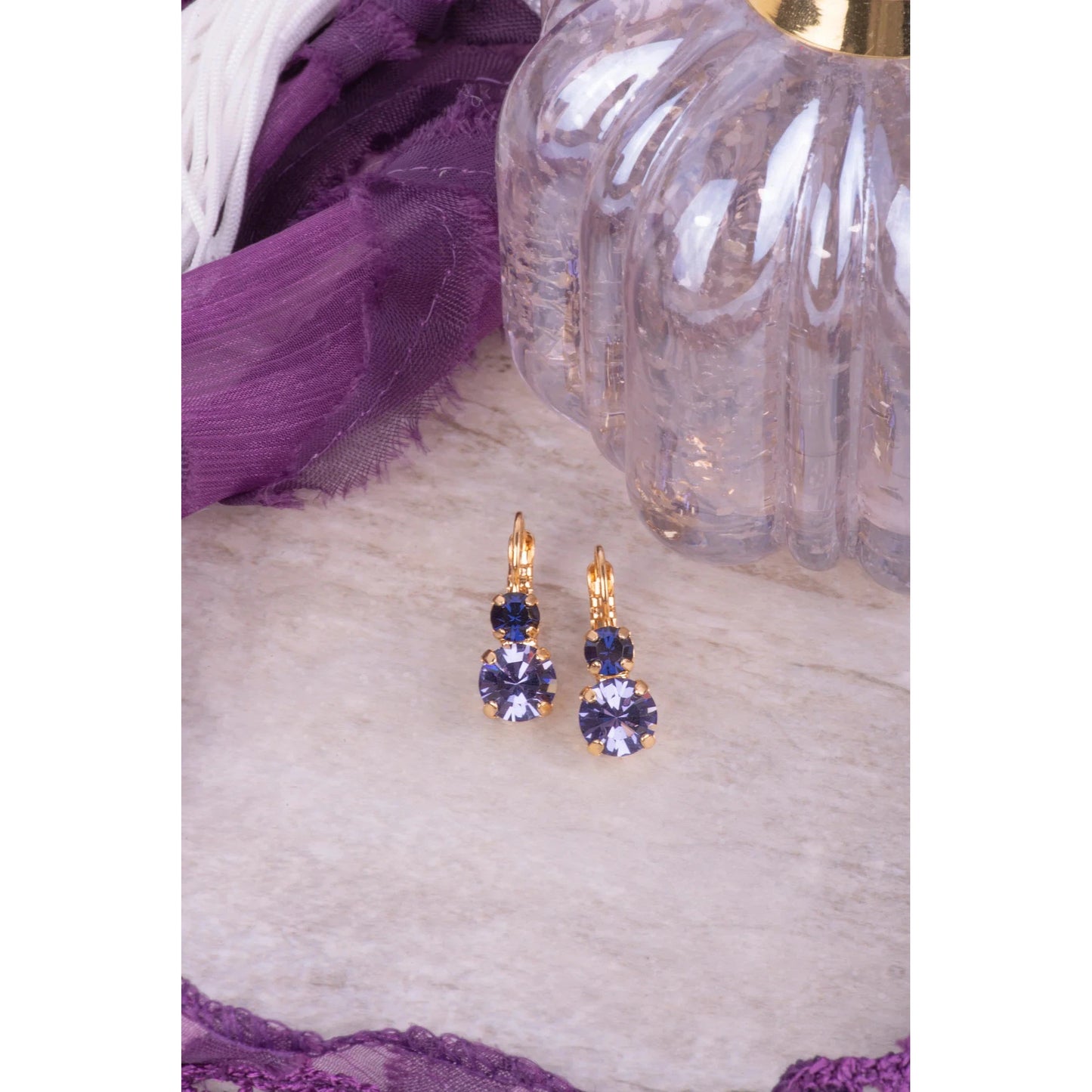 Medium Double Stone Leverback Earrings in "Wildberry"