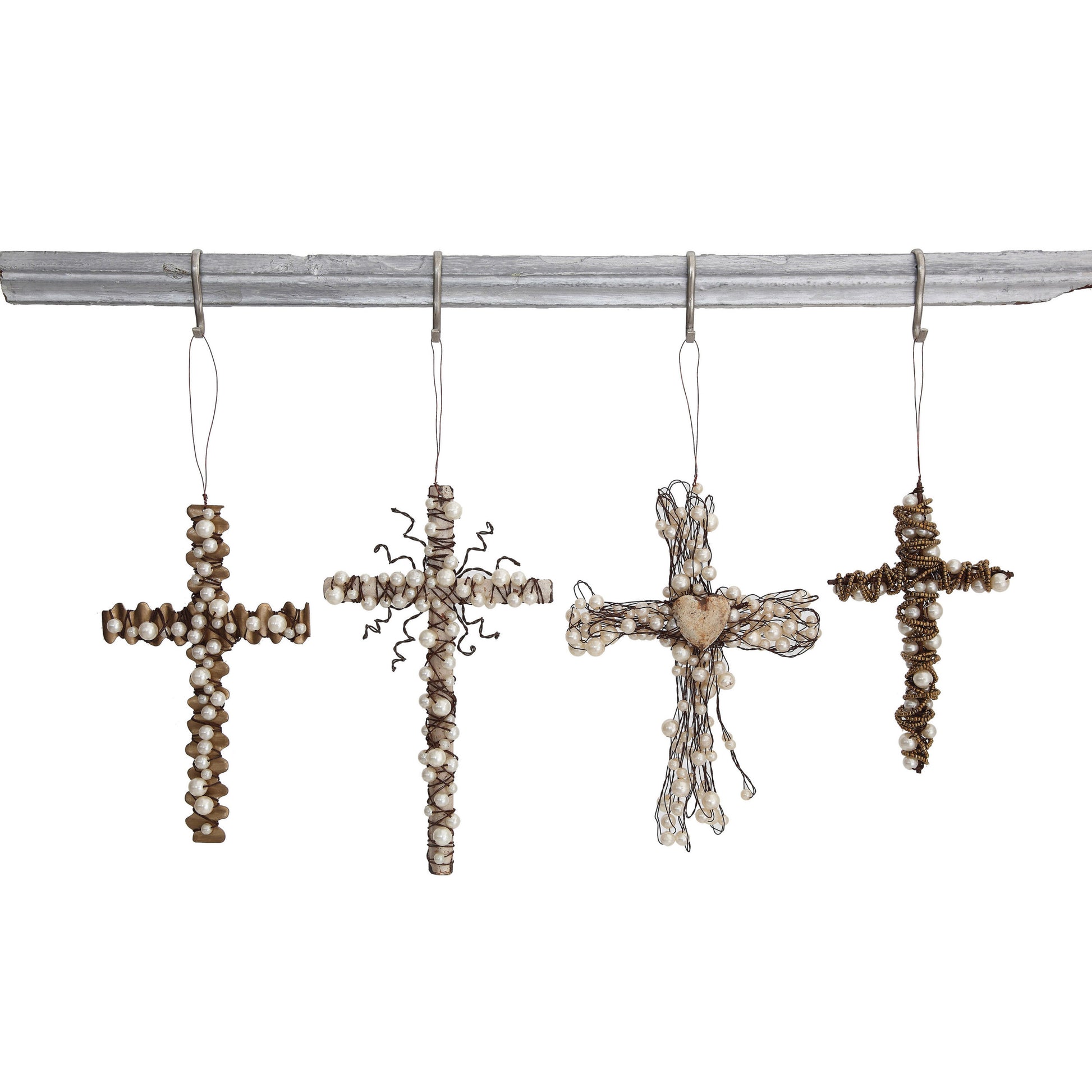 Wire Cross with Beads Ornament, 4 Styles