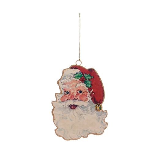 Vintage Reporduction 2-Sided Metal Santa Ornament