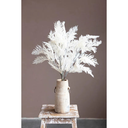 28"H Flocked Faux Reed Plume, White