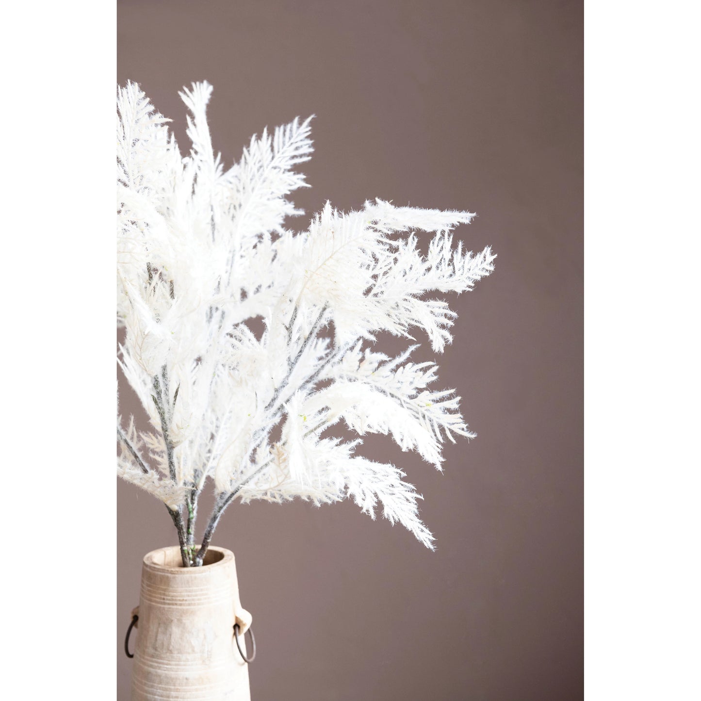 28"H Flocked Faux Reed Plume, White