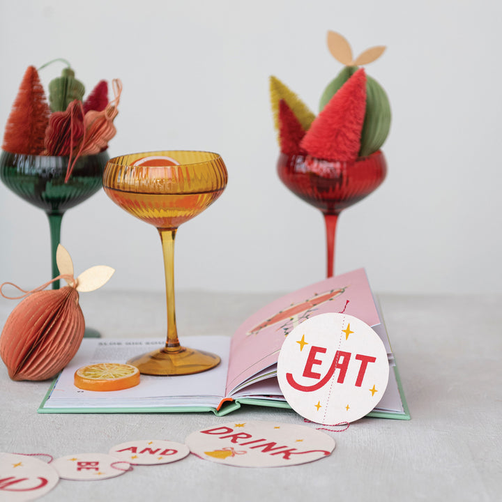 Creative Coop 4-1/4" Round x 6-3/4"H 8 oz. Stemmed Champagne/Coupe Glass, 4 Colors