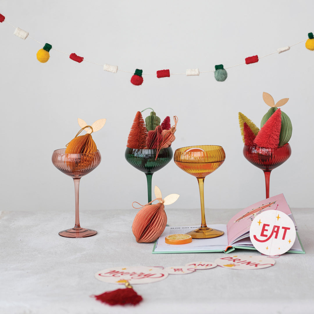Creative Coop 4-1/4" Round x 6-3/4"H 8 oz. Stemmed Champagne/Coupe Glass, 4 Colors