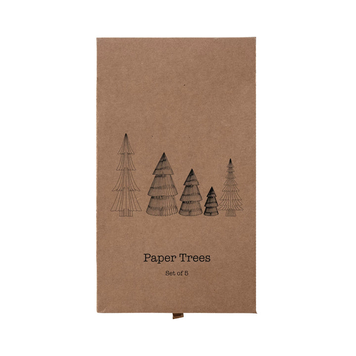 Paper Folding Honeycomb Trees w/ Gold Glitter, Set of 5