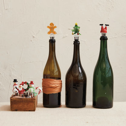 Painted Glass Holiday Icon Wine Stoppers, 8 Styles