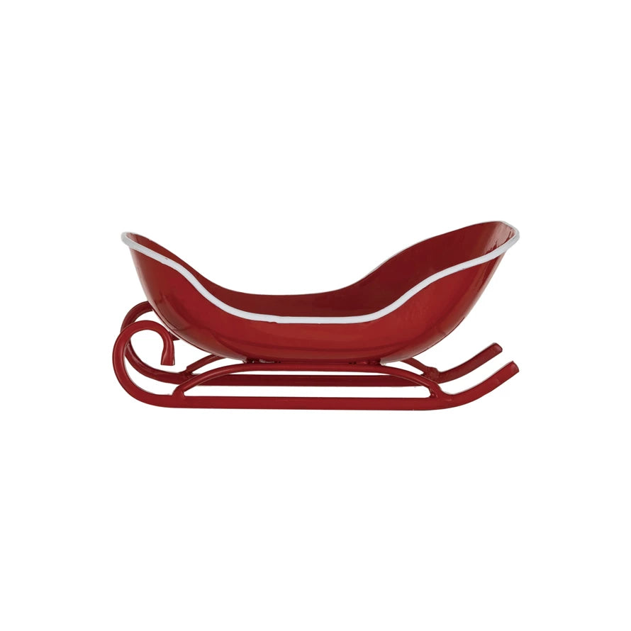 Metal Sleigh, Red &amp; White