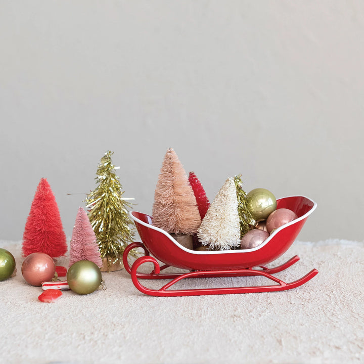 Metal Sleigh, Red &amp; White