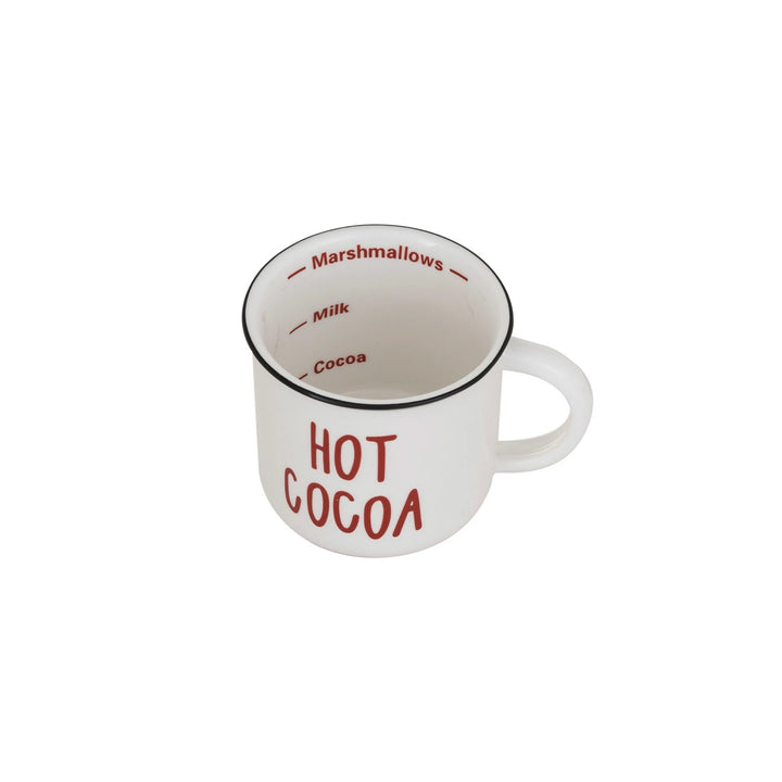 16 oz. Stoneware Mug w/ Black Rim, White &amp; Red