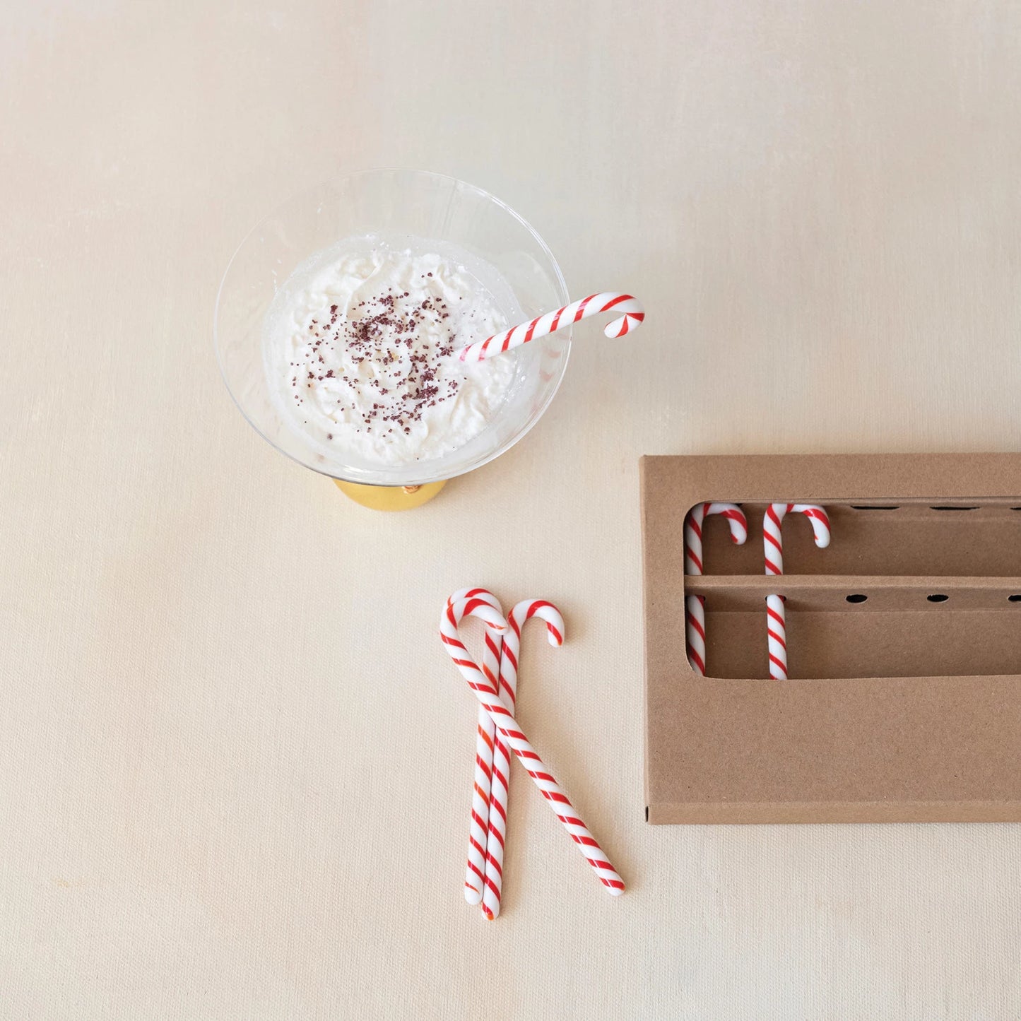 Glass Candy Cane Shaped Stir Stick (Each)