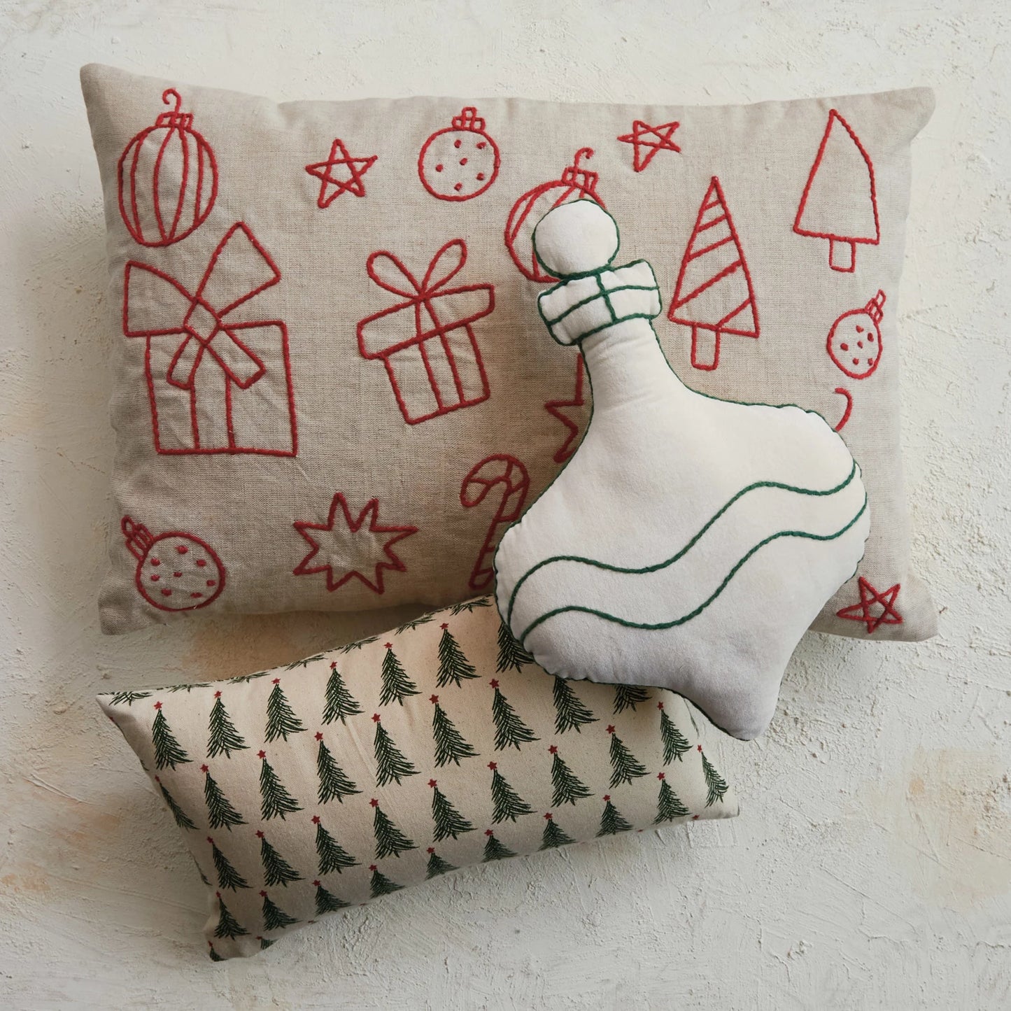 16"L x 9"H Stonewashed Cotton Printed Lumbar Pillow