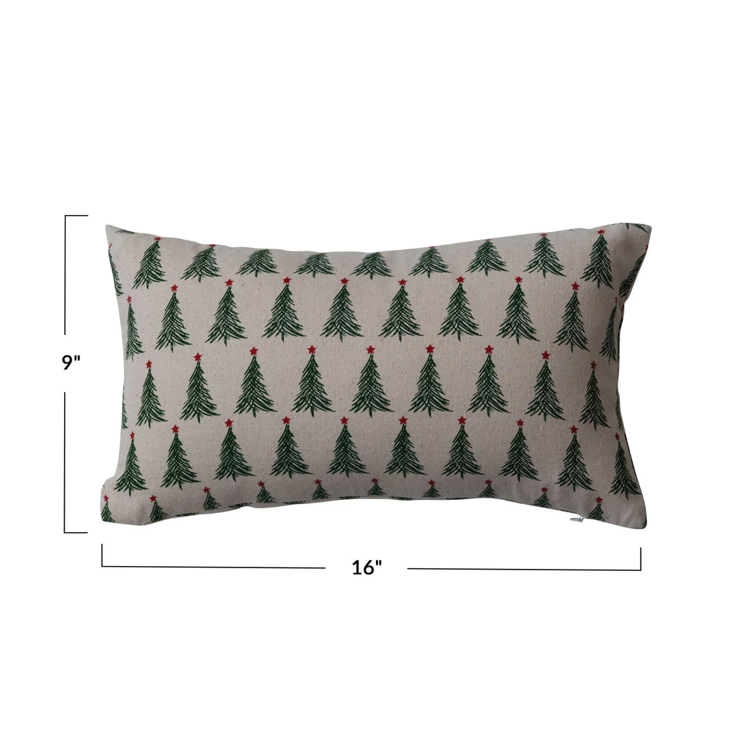 16"L x 9"H Stonewashed Cotton Printed Lumbar Pillow