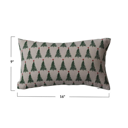 16"L x 9"H Stonewashed Cotton Printed Lumbar Pillow