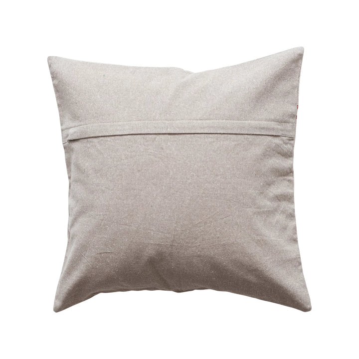 18" Square Cotton &amp; Linen Printed Pillow w/ Reindeer, Embroidered Snowflakes &amp; Tree