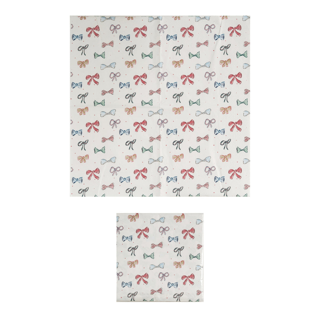 Paper Napkins w/ Bows Pattern, Multi Color (Contains 50 Folded Pieces) ©