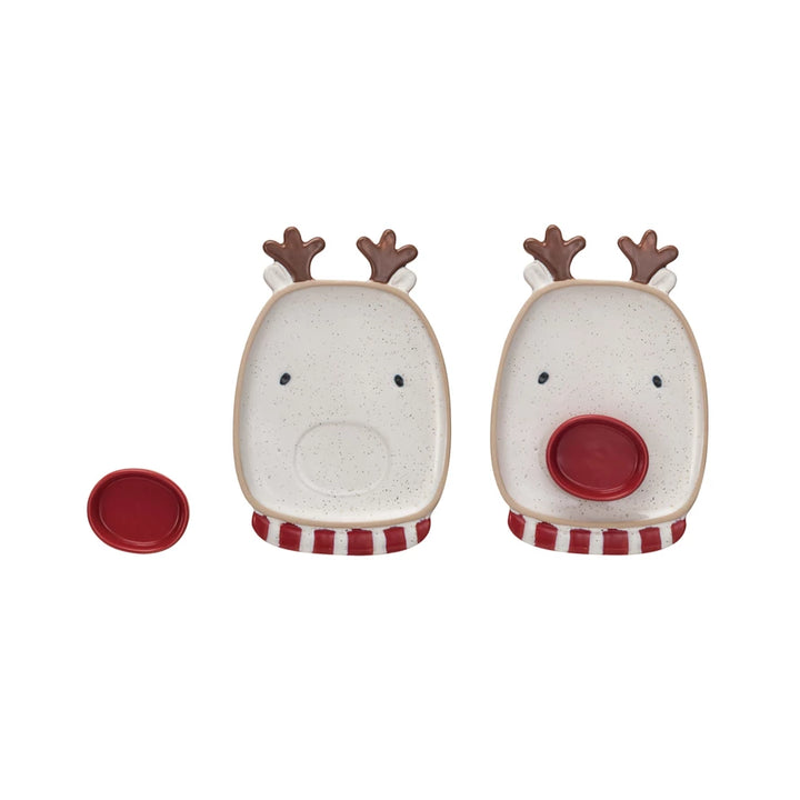 Stoneware Reindeer Shaped Platter w/ Dish (Each One Will Vary)
