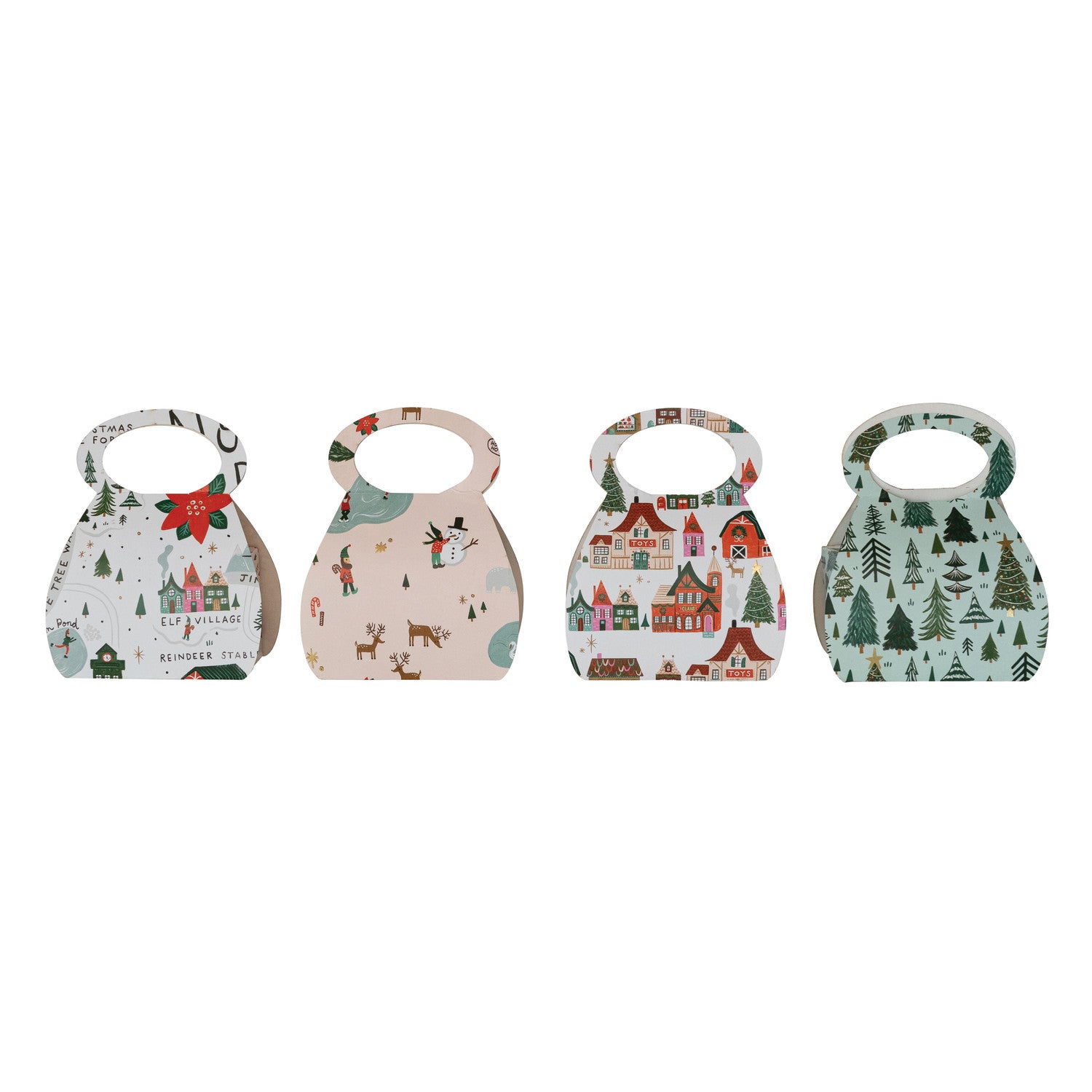 Handmade Gift Bag with North Pole Pattern & Handle, 4 Styles ©