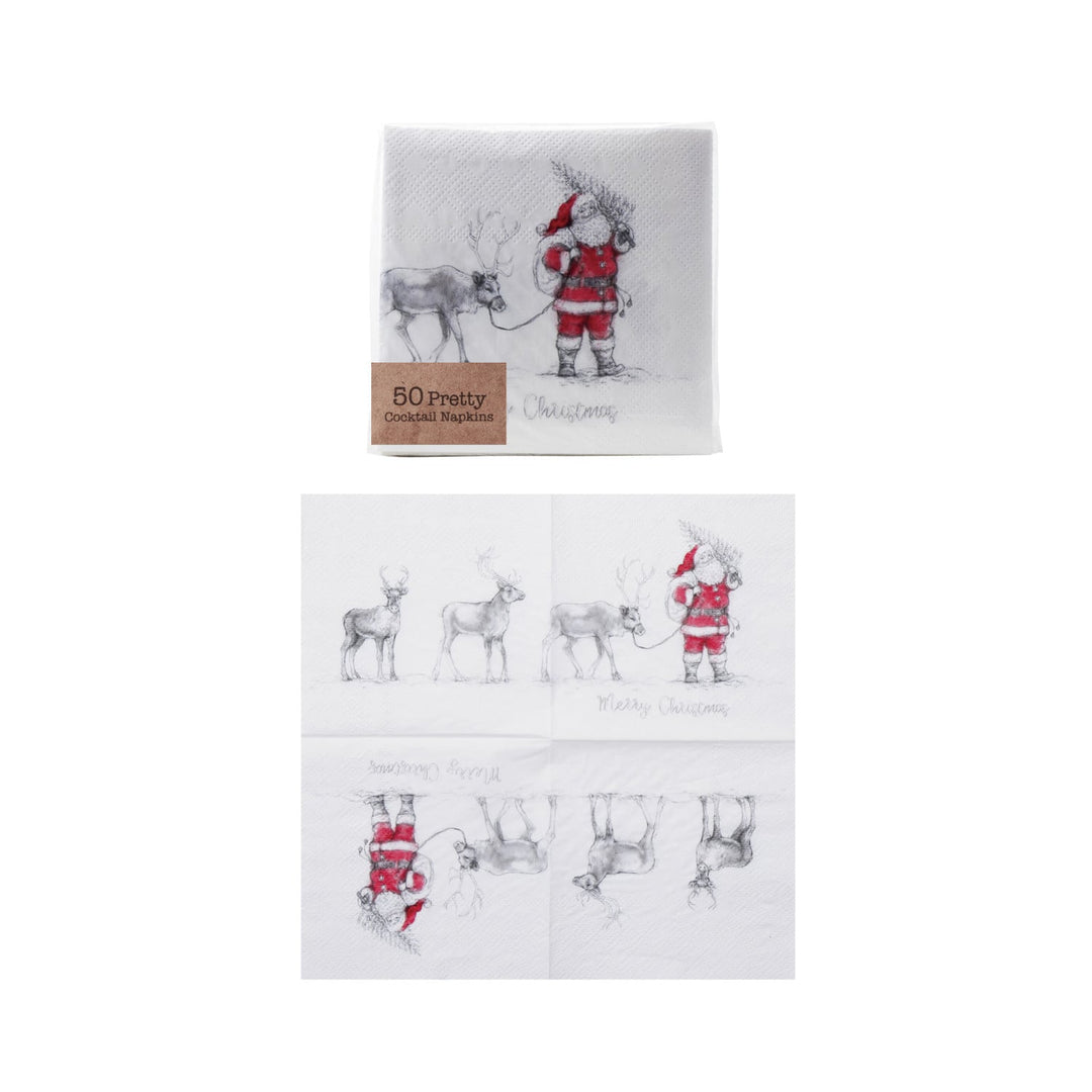 Creative Coop Santa Leading Reindeer Cocktail Napkins | Bella Gifts from the Heart