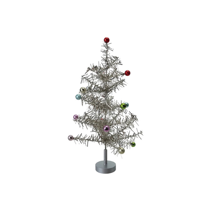 Tinsel Tree With Multi Color Ball Ornaments