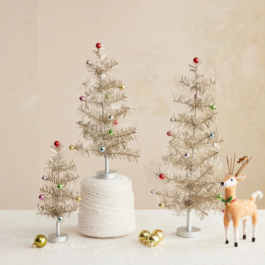 Tinsel Tree With Multi Color Ball Ornaments