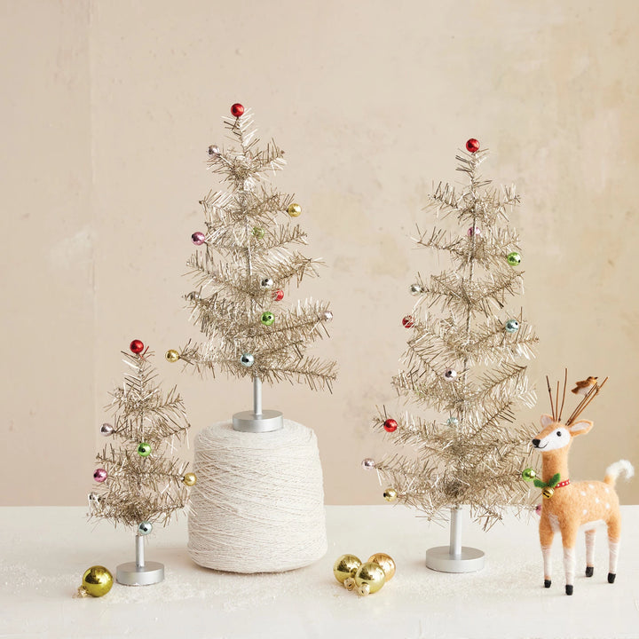 Tinsel Tree With Multi Color Ball Ornaments