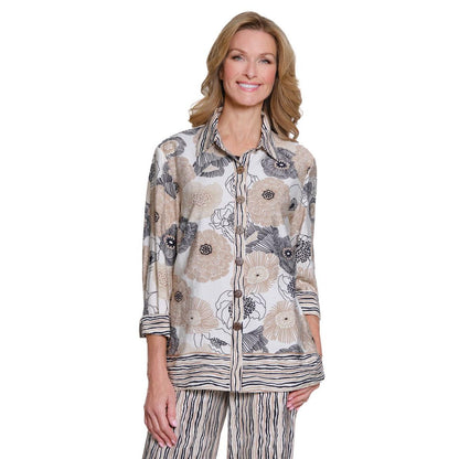 Crinkle Woven Shirt - Black Print