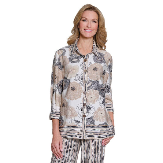 Crinkle Woven Shirt - Black Print