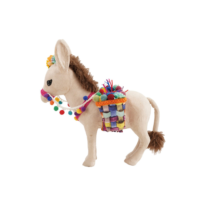 Creative Coop Fabric Donkey with Saddle Baskets Pom Poms | Bella Gifts from the Heart