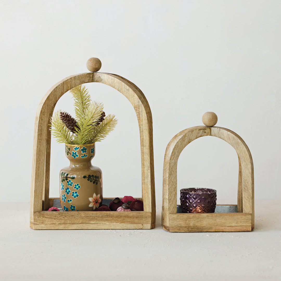 Creative Coop Mango Wood Arched Tabletop Decor Metal Base, Alternate View | Bella Gifts from the Heart