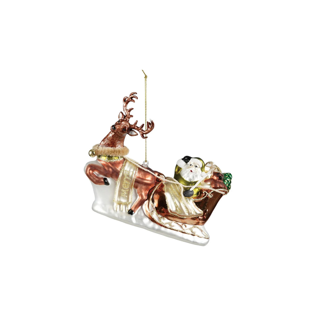 Creative Co-op hand-painted glass ornament of Santa&