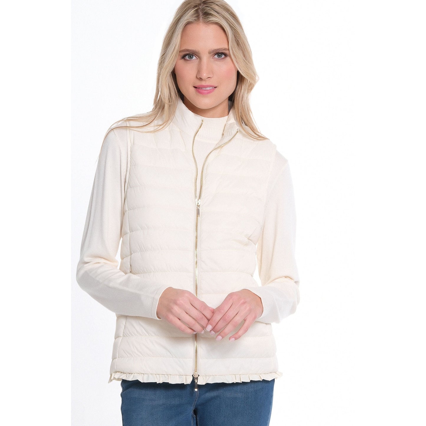 Zip Thru Collar Zip Pocket Quilted Vest